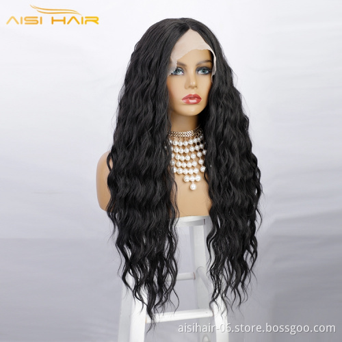 Aisi Hair high quality cheap vendor curly heat resistant synthetic full wigs synthetic wigs swiss lace wig front for women
